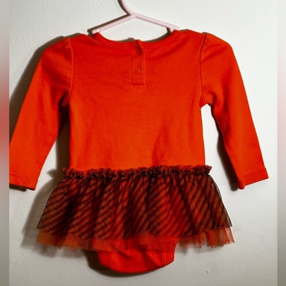 Infant Girl Halloween Themed Onesie w/ Black & Orange Tulle Tutu - Picture 2 of 3